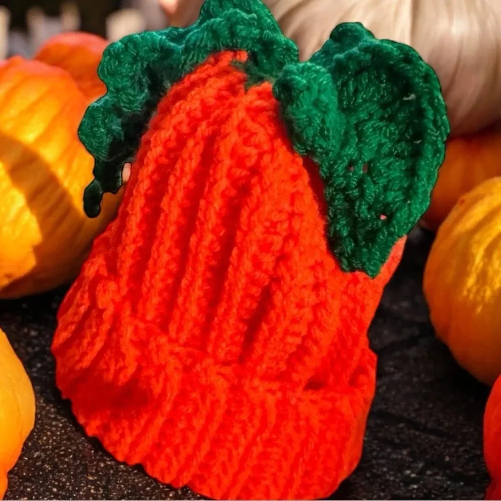 Super Cute Crochet Bohemian Pumpkin Hat Infant Child Size 3-6 mos